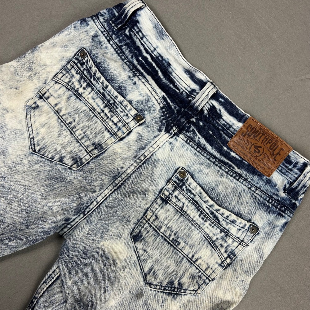 Vintage Y2k Southpole Denim Shorts Acid Wash Distressed Mens 34 Blue - Picture 1 of 14